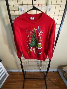 The Grinch Christmas Tree Merry Whatever Red Crewneck Sweatshirt XXS
